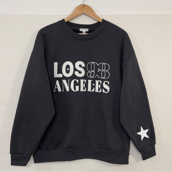 Orange Kiss Los Angeles 98 Crewneck Sweatshirt Women M Terry Embroidered letters - Picture 10 of 10
